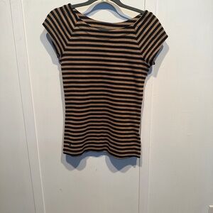 Lauren Ralph Lauren Black and Gold shimmer  Striped cap-sleeve Top